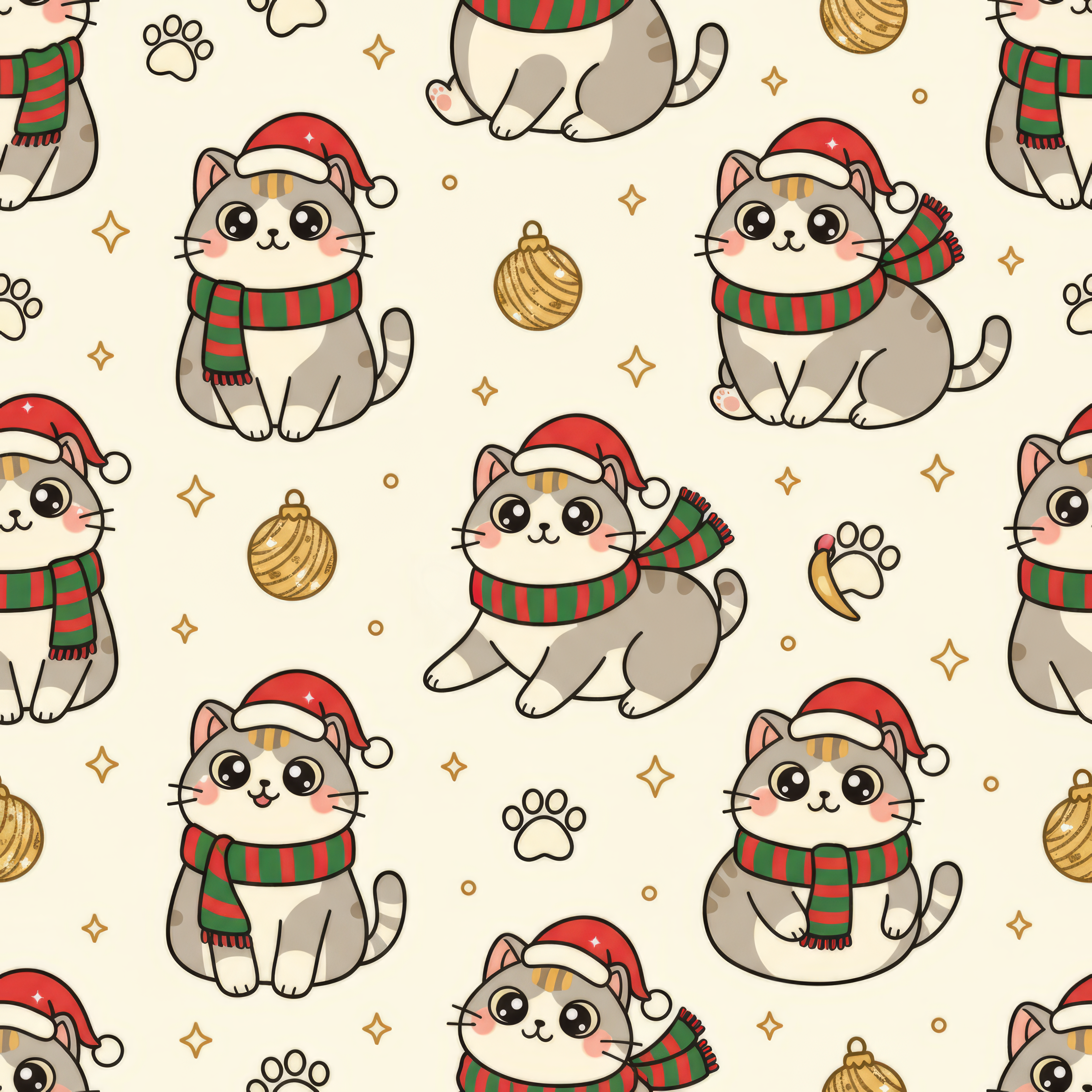 Kawaii Christmas Cats – Women’s Short-Sleeve Pajama Top (Silky Satin)