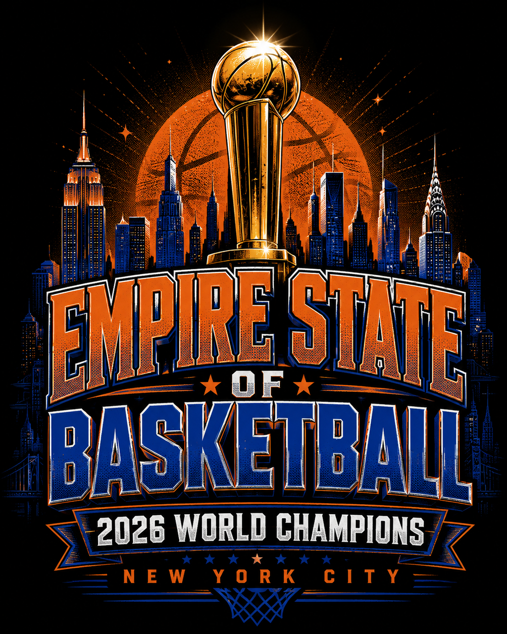 Empire State of Basketball 2026 World Champions Unisex Oversized Cotton T-Shirt