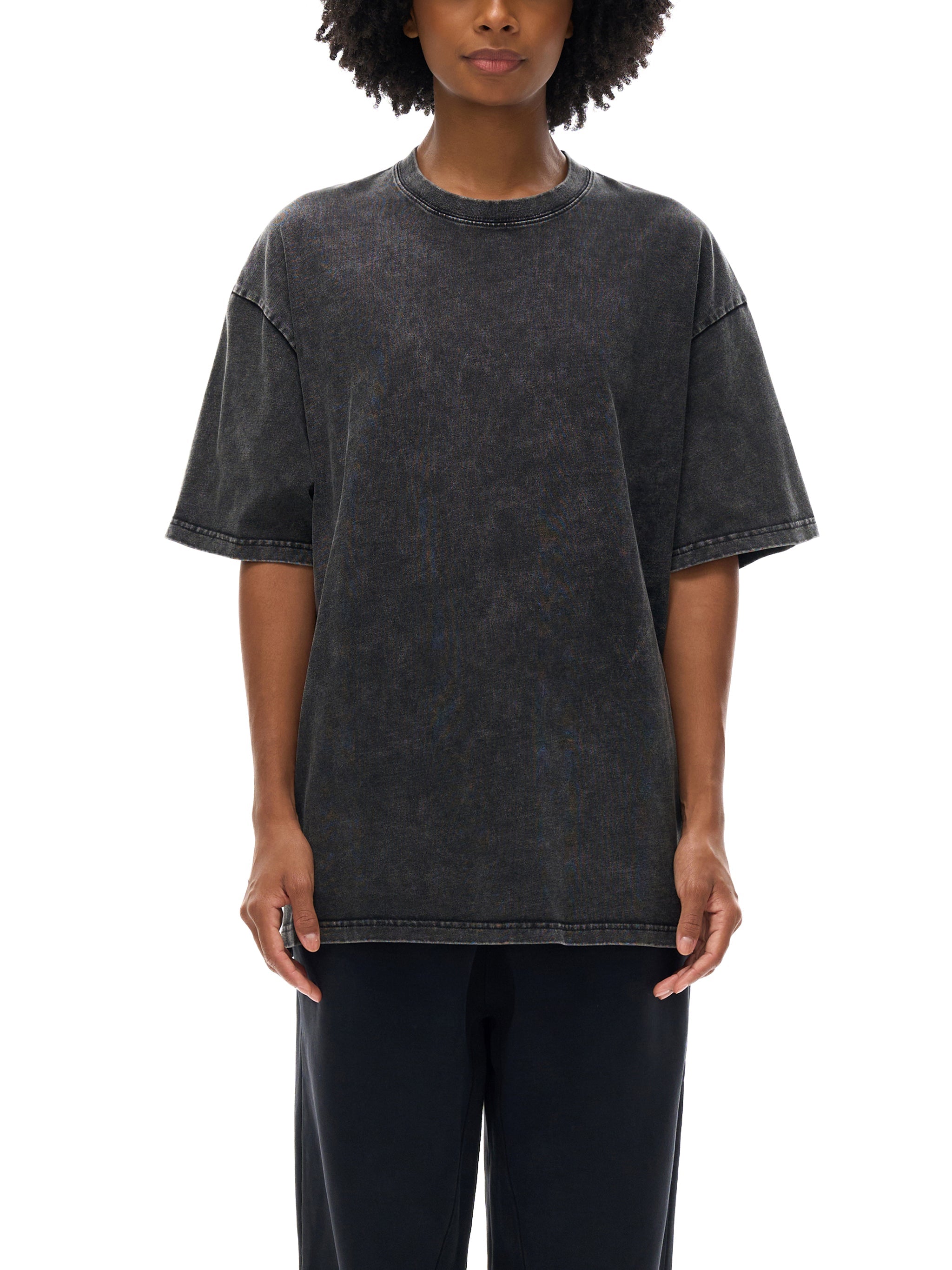 Hydrate & Mind Your Business Distressed Oversized Snow Wash Tee