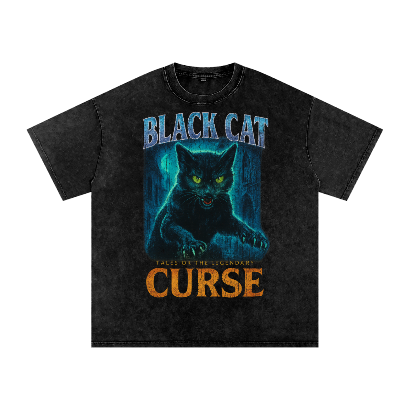Black Cat Vintage T-Shirt,90s Bootleg Curse Tee,Oversized Gothic Streetwear,Street Styles,Halloween,Street Gear