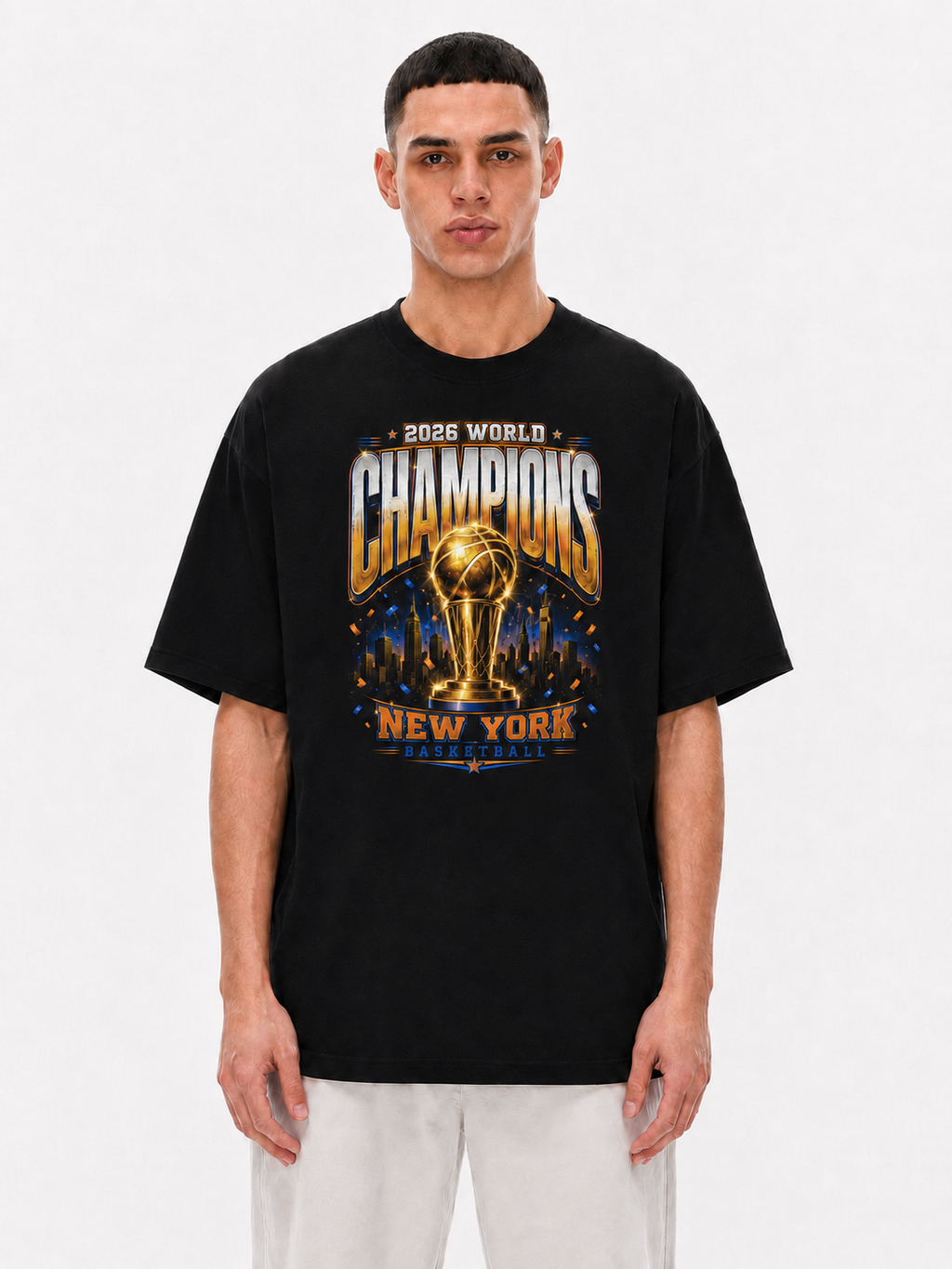 2026 World Champions New York Basketball Unisex Oversized Cotton T-Shirt
