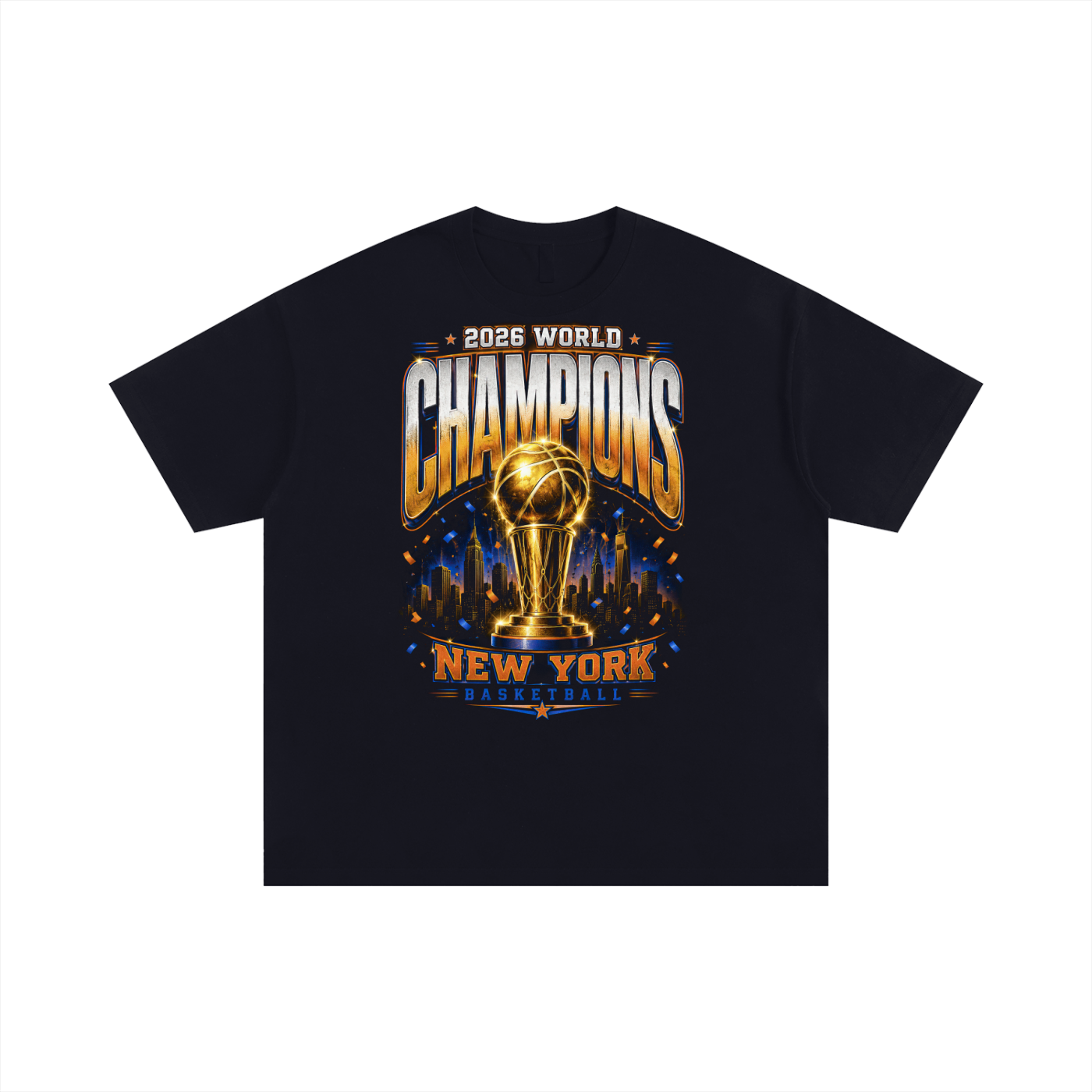 2026 World Champions New York Basketball Unisex Oversized Cotton T-Shirt