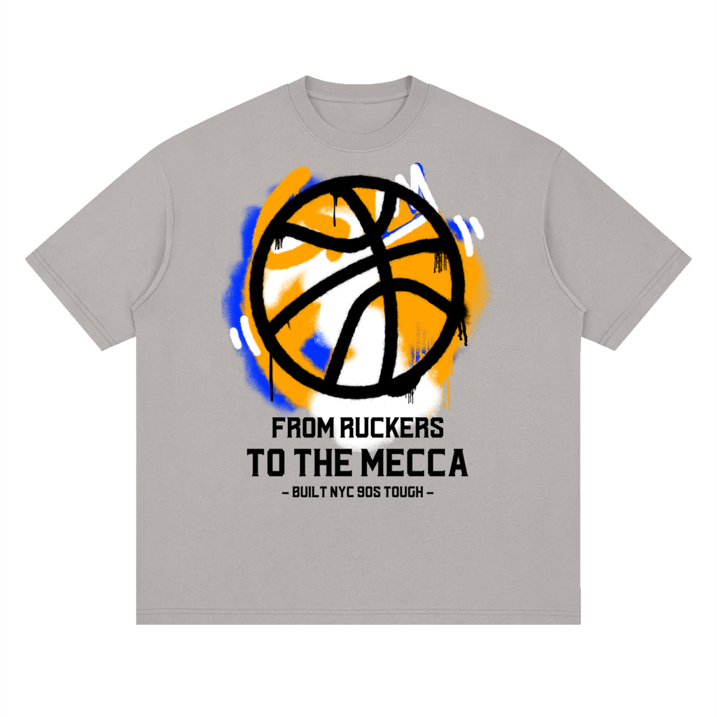 Ruckers to the Mecca Graffiti Basketball - Streetwear Loose Drop Shoulder T-Shirt
