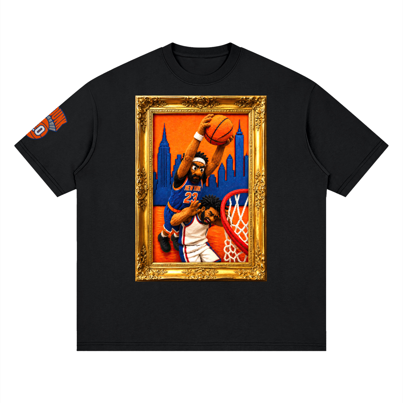 The Dunk 2.0 Vintage NYC Basketball Puppet Art Tee - Streetwear Loose Drop Shoulder T-Shirt