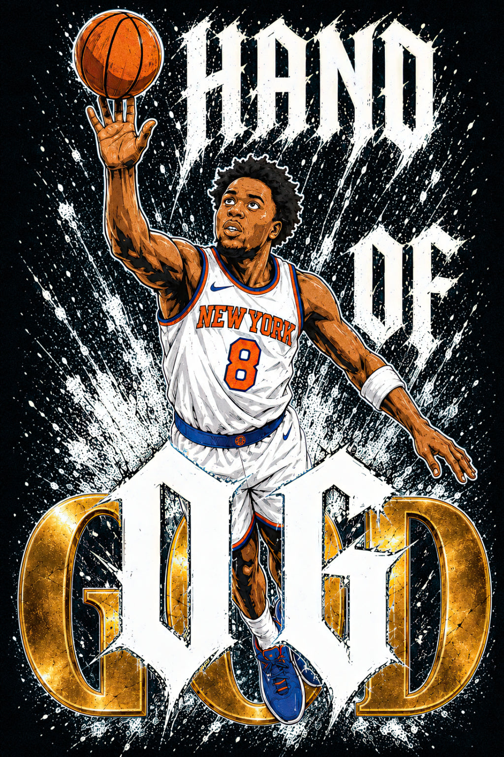Hand of OG (God) New York Basketball Unisex Oversized Cotton T-Shirt