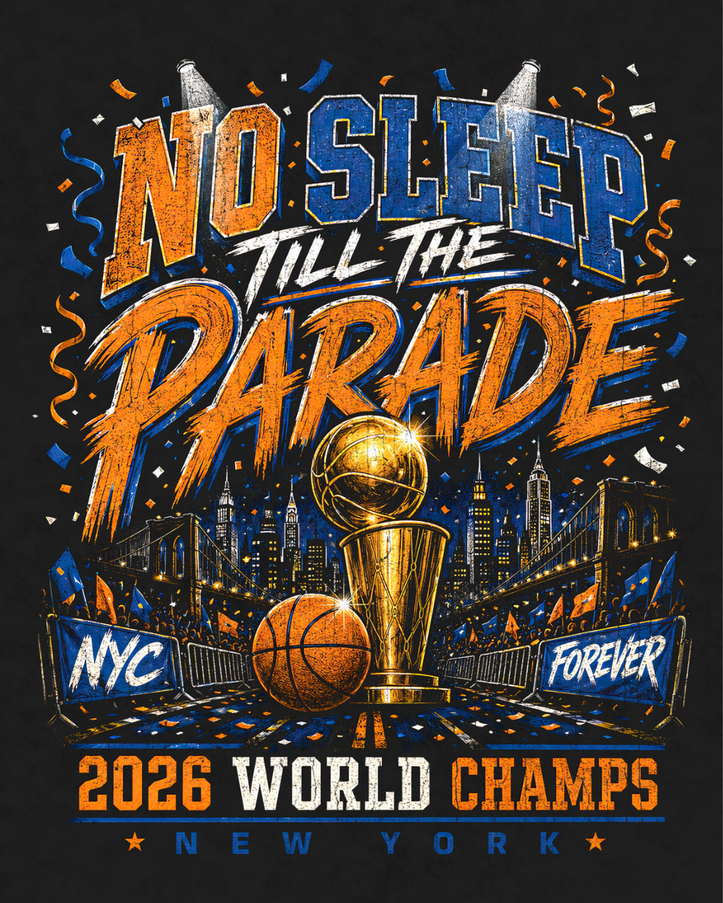 No Sleep Till the Parade 2026 World Champs Snow Washed Oversized Cotton T-Shirt
