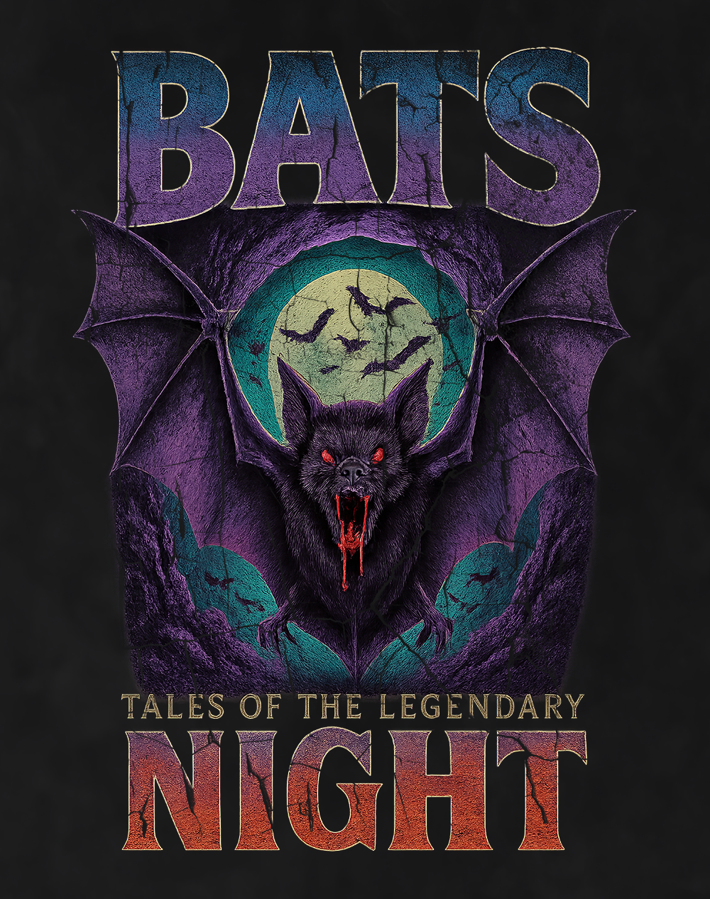 Bats 90s Bootleg Vintage Oversized T-Shirt – Night Horror Streetwear