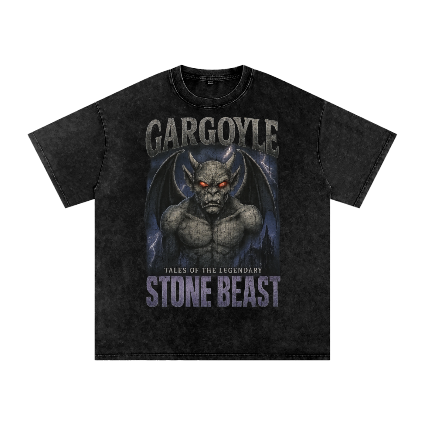 Gargoyle Vintage T-Shirt,90s Bootleg Monster Tee,Oversized Gothic Streetwear,Street Styles,Halloween,Street Gear