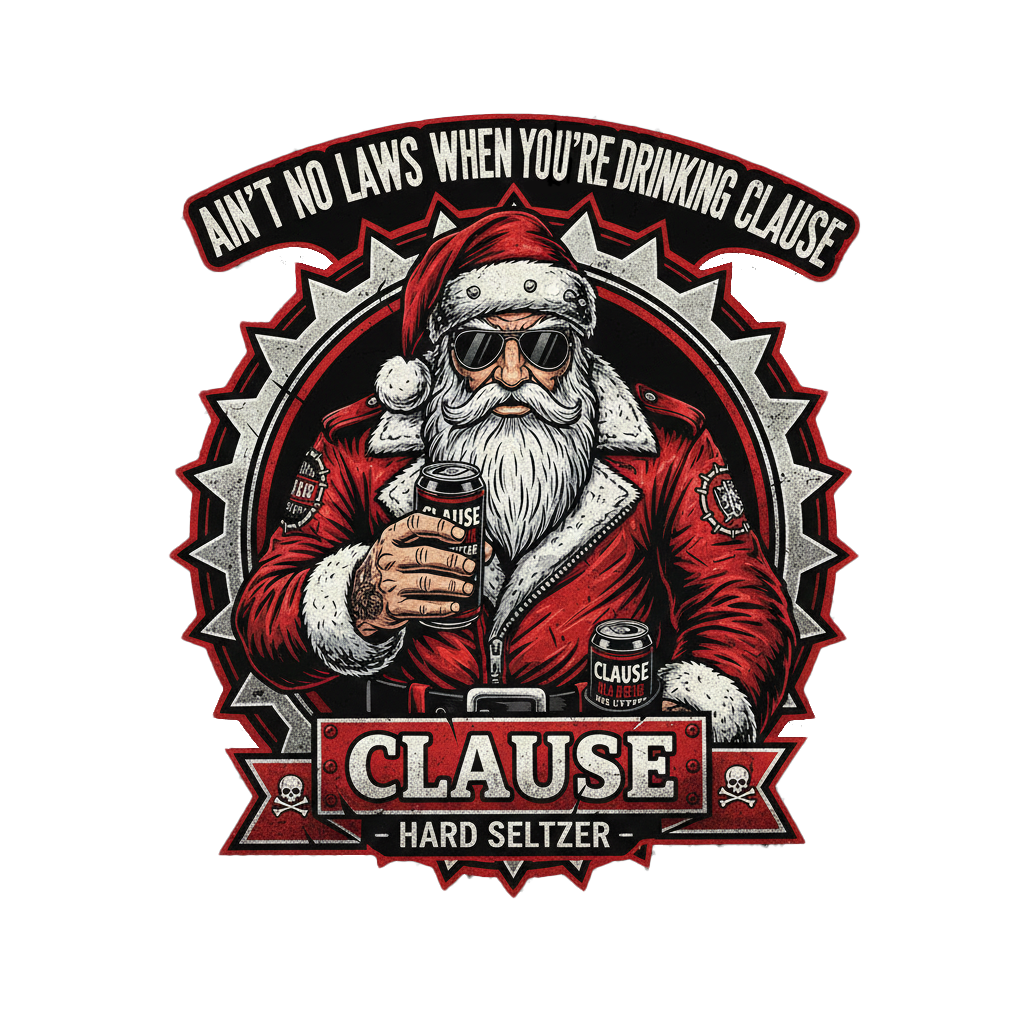 Clause Hard Seltzer – Snow Washed Oversized Cotton Hoodie (Front & Sleeve Logo, Back Graphic)