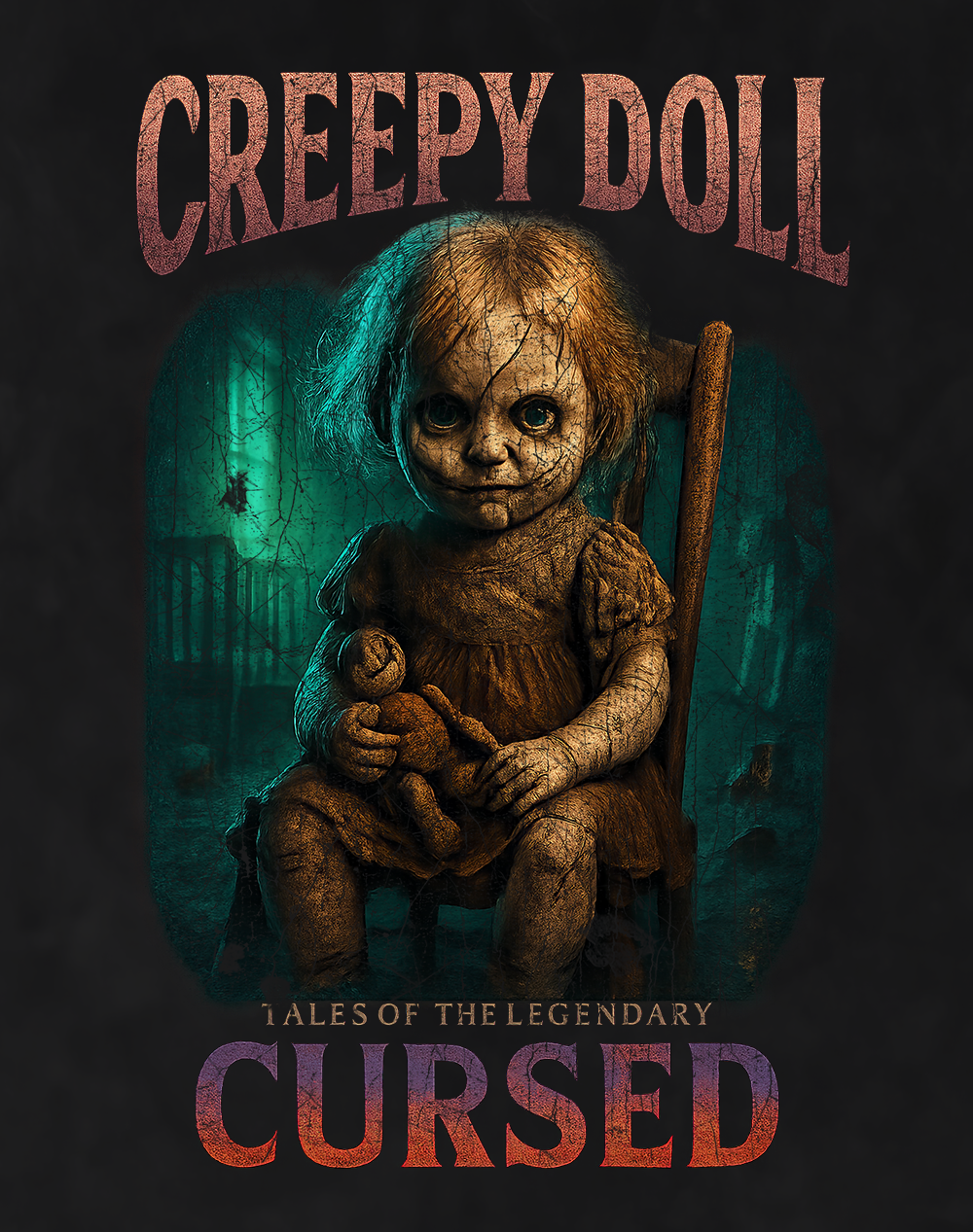 Creepy Doll 90s Bootleg Vintage Oversized T-Shirt – Cursed Horror Streetwear