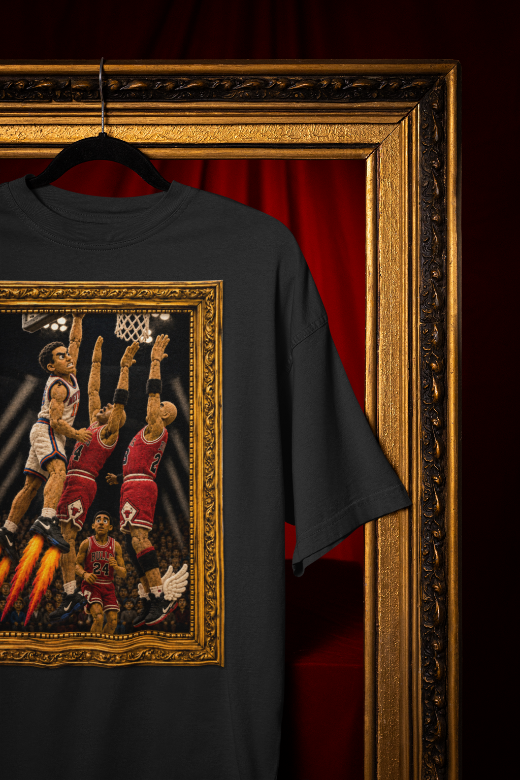 The Dunk Vintage NYC Basketball Puppet Art Tee - Streetwear Loose Drop Shoulder T-Shirt