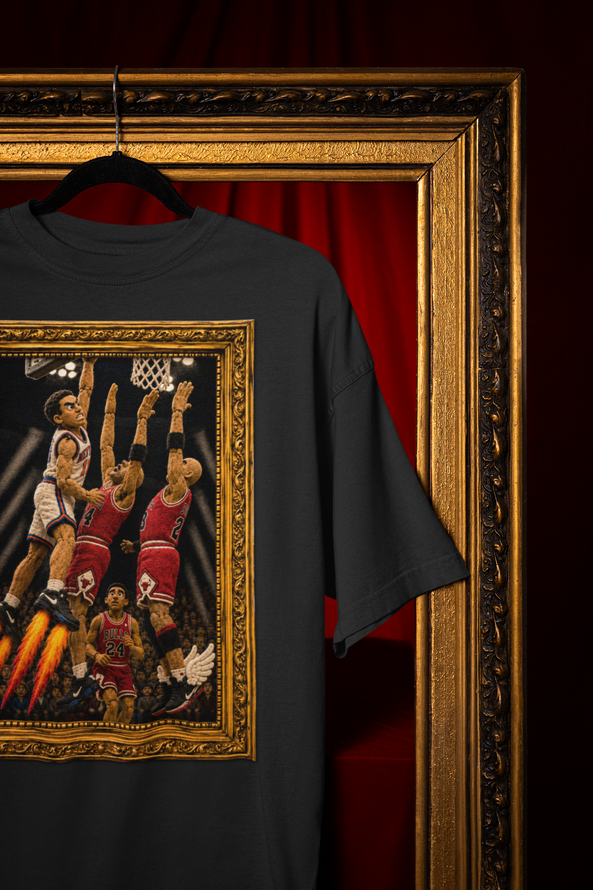 The Dunk Vintage NYC Basketball Puppet Art Tee - Streetwear Loose Drop Shoulder T-Shirt