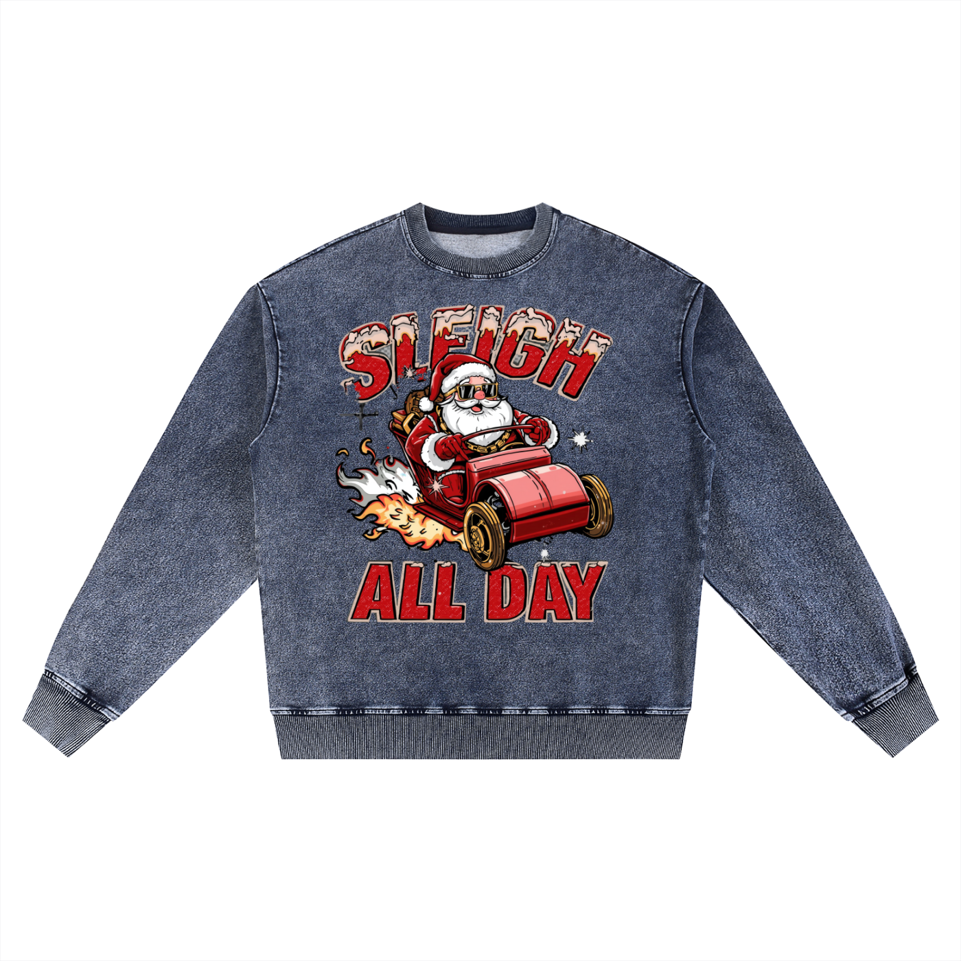 Street Styles,Christmas,Tops,Funny Styles,Apparel,holiday party sweater,christmas sweatshirt,sleigh all day,santa streetwear