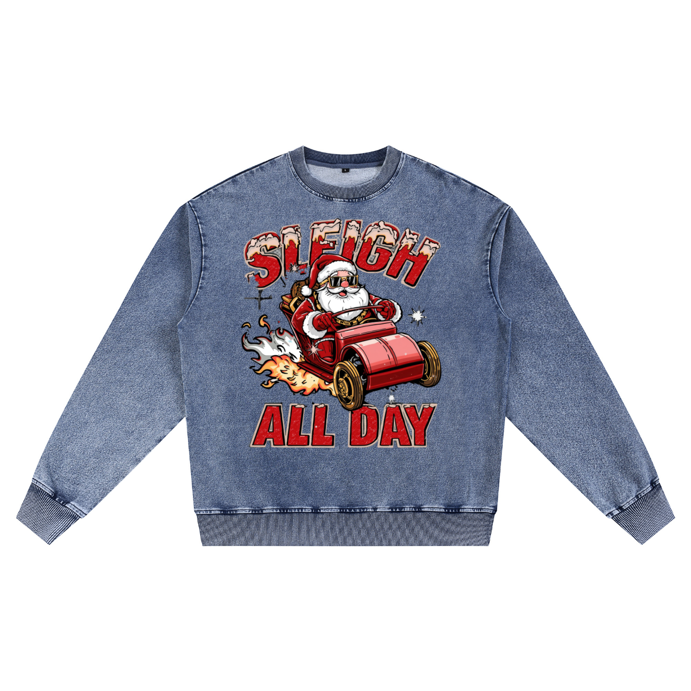 Street Styles,Christmas,Tops,Funny Styles,Apparel,holiday party sweater,christmas sweatshirt,sleigh all day,santa streetwear