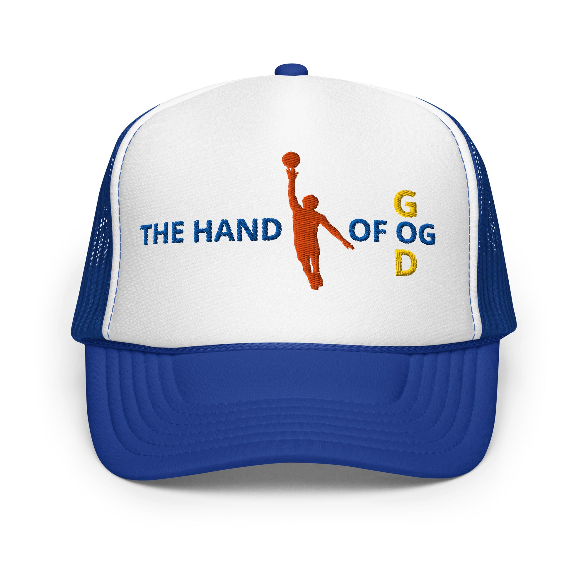Back/detail view of The Hand of OG (God) Foam Trucker Hat hat