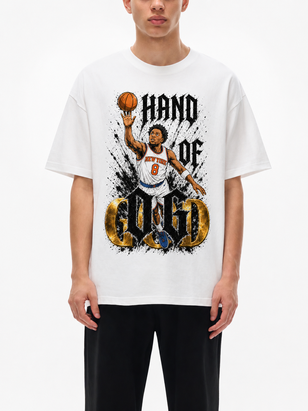 Hand of OG (God) New York Basketball Unisex Oversized Cotton T-Shirt