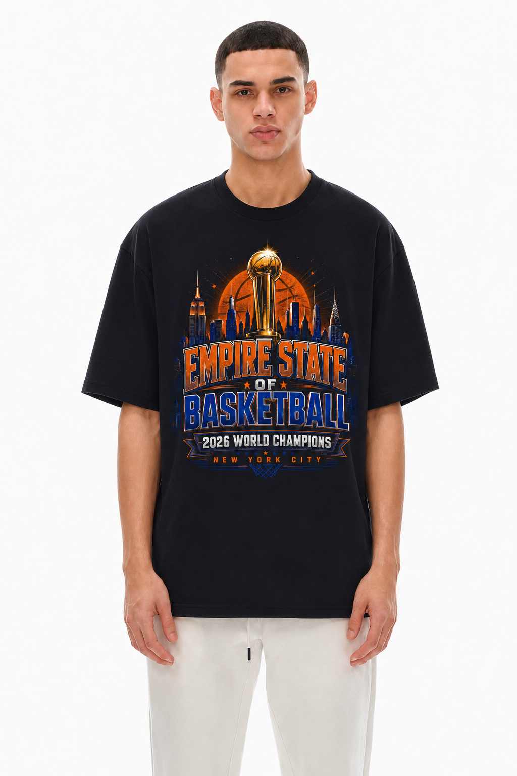 Empire State of Basketball 2026 World Champions Unisex Oversized Cotton T-Shirt