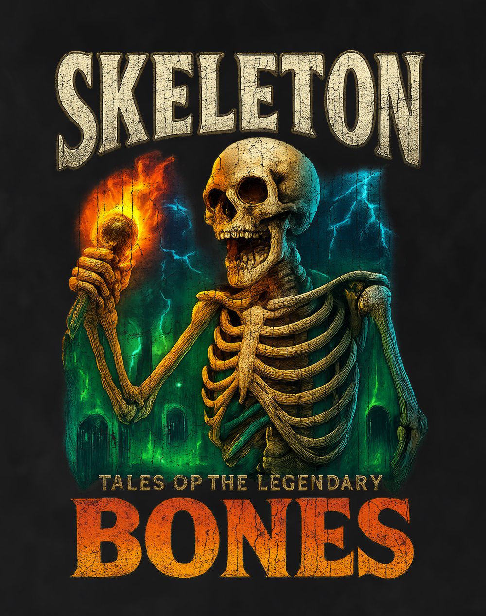 Skeleton 90s Bootleg Vintage Oversized T-Shirt – Bones Streetwear Tee