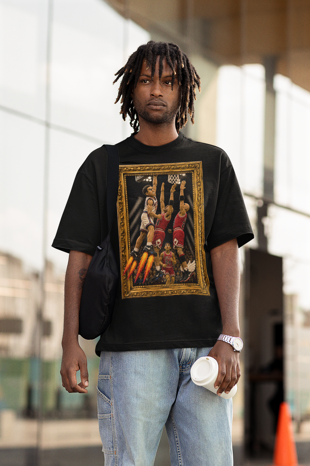 The Dunk Vintage NYC Basketball Puppet Art Tee - Streetwear Loose Drop Shoulder T-Shirt