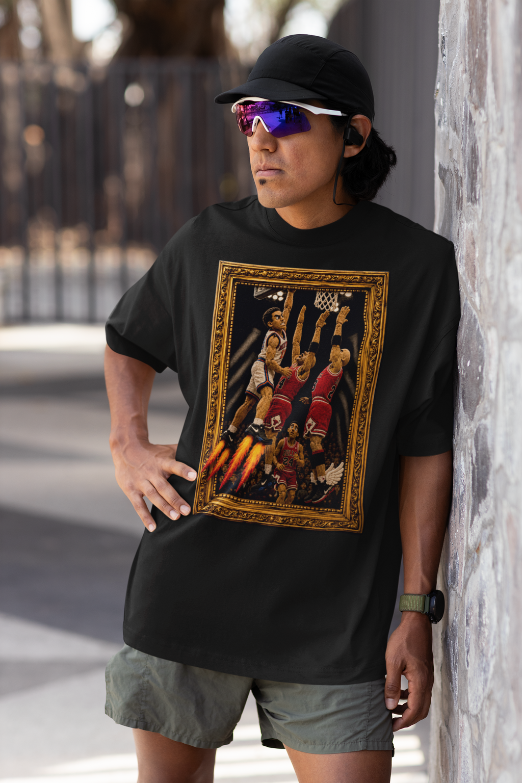 The Dunk Vintage NYC Basketball Puppet Art Tee - Streetwear Loose Drop Shoulder T-Shirt