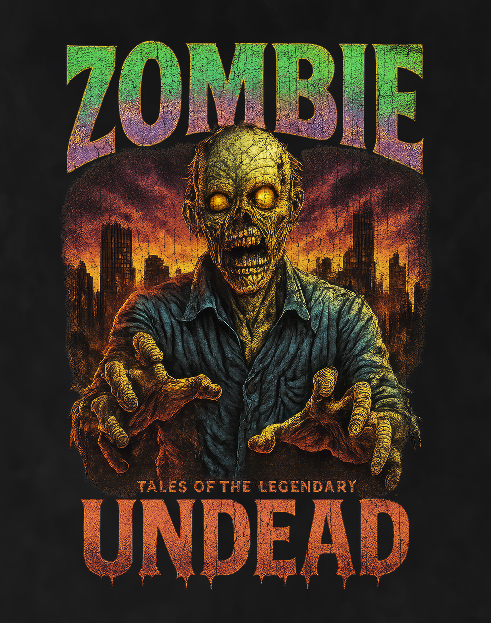 Zombie 90s Bootleg Vintage Oversized T-Shirt – Undead Horror Streetwear